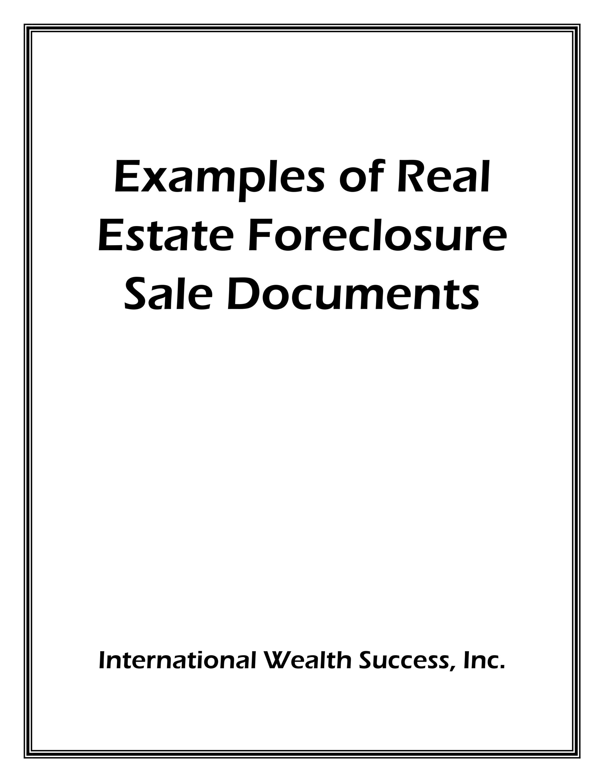 Multifamily Home Riches Kit - Real Estate Foreclosure Sale Documents