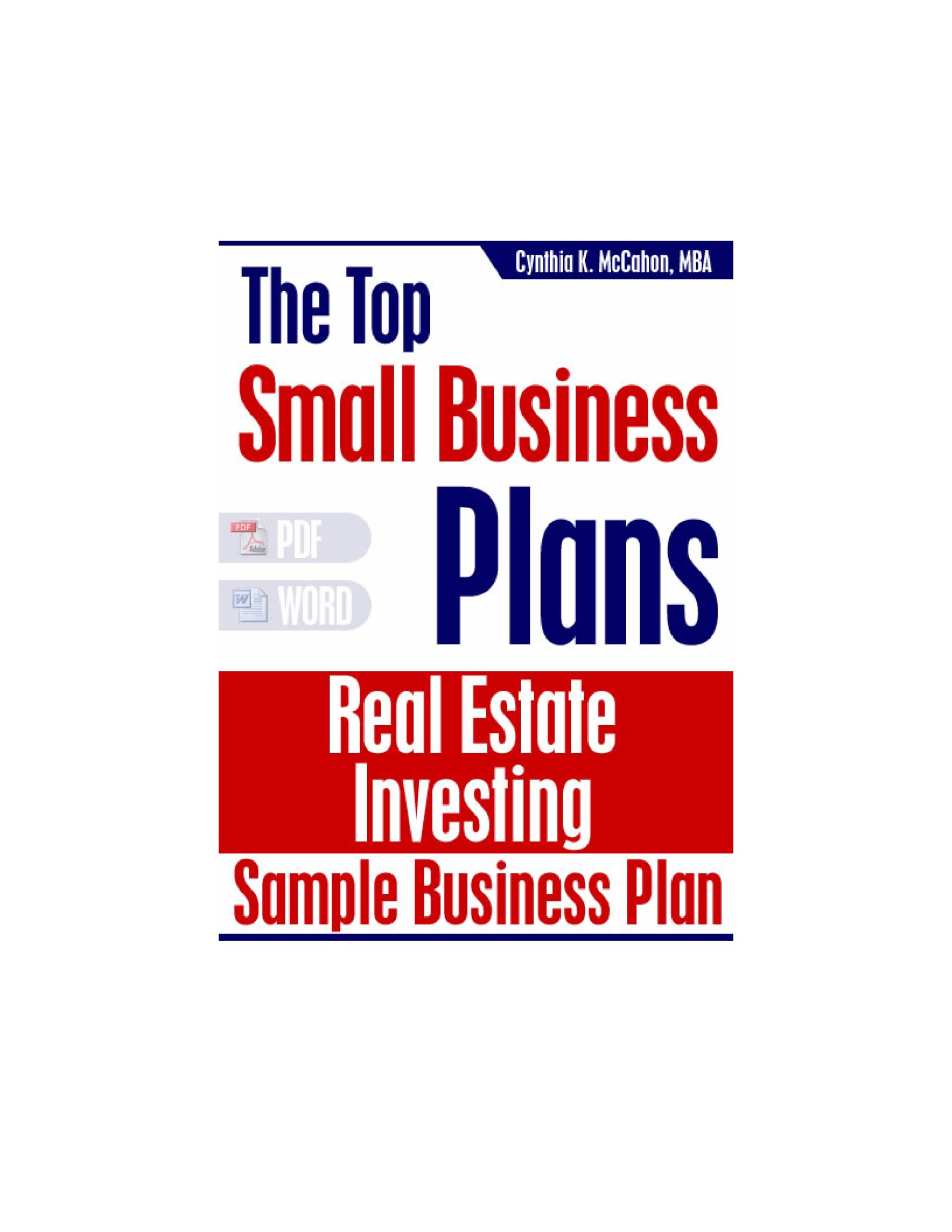 Sample Real Estate Investment Business Plan - Residential Properties